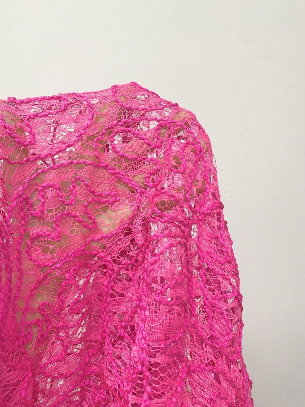 Hot Pink Elegant Women's Plus Size Lace Pleated Waist Sleeveless Dress - Picture 7 of 7